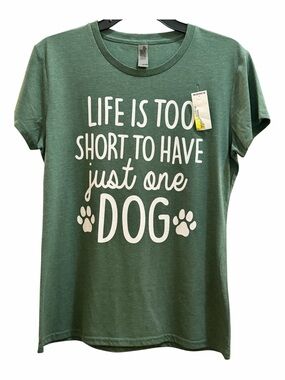 Cotton/Poly Green/Grey Tee Shirt Sz M NWT